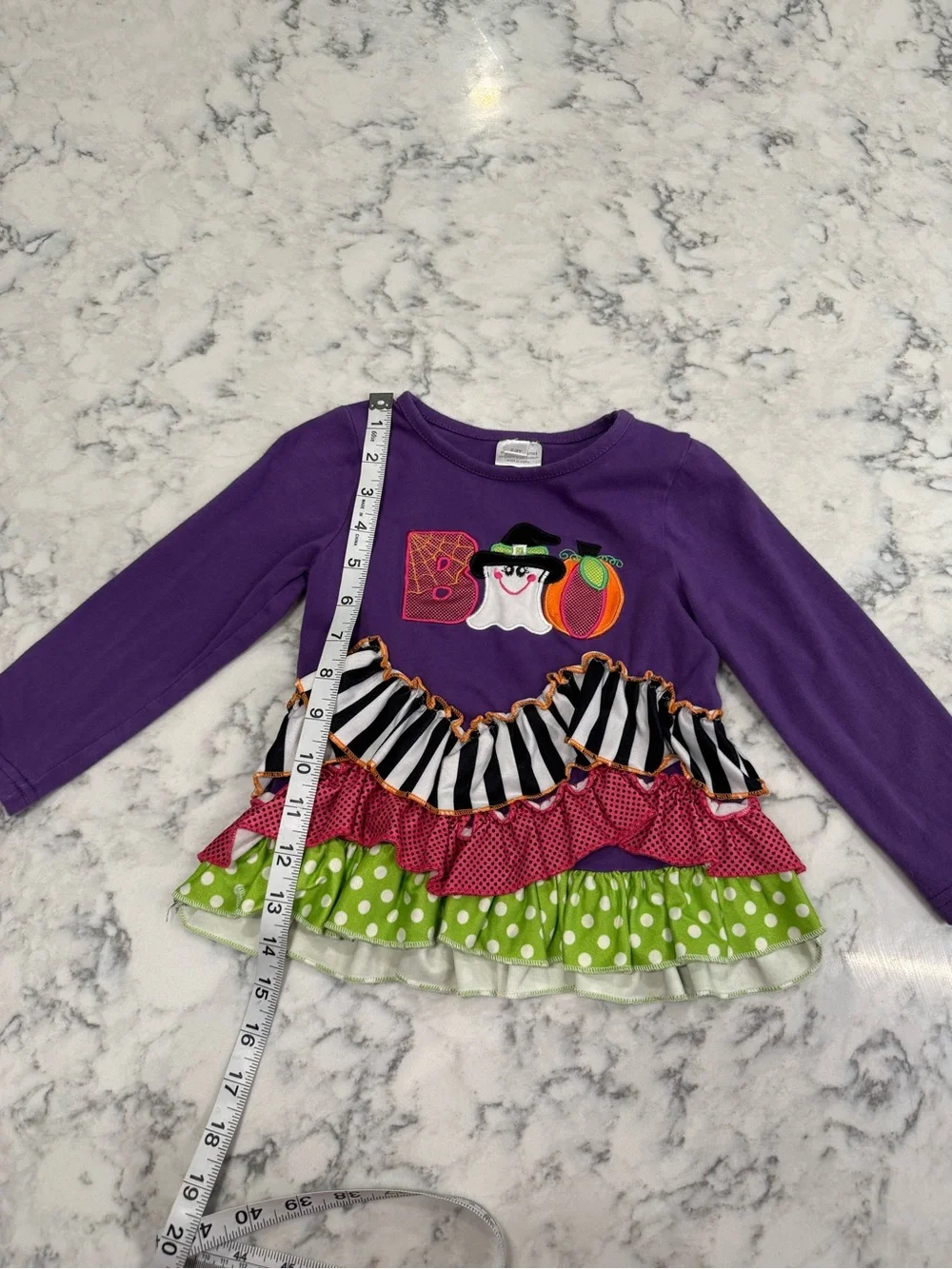 Girls 2-3Y Halloween Boo Ghost Ruffle Top & Pants Set